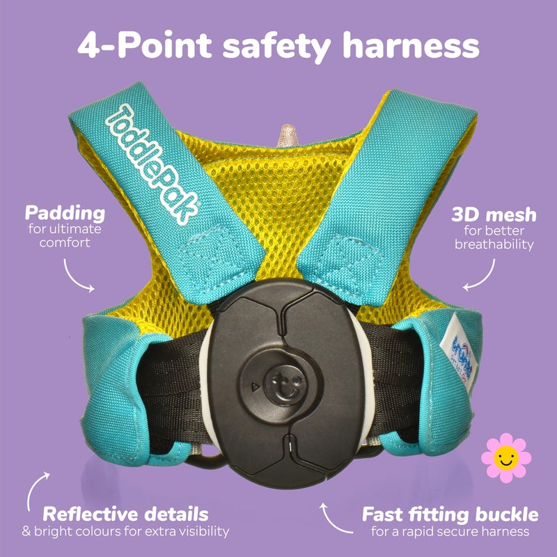 Trunki Toddler Leash - Fuss Free Toddler Walking Reins & Kids Safety Harness | Baby Leash for Kids - Una Unicorn (Turquoise) - Image 2